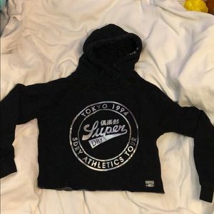 SuperDry Cropped Black Hoodie size medium/US 8